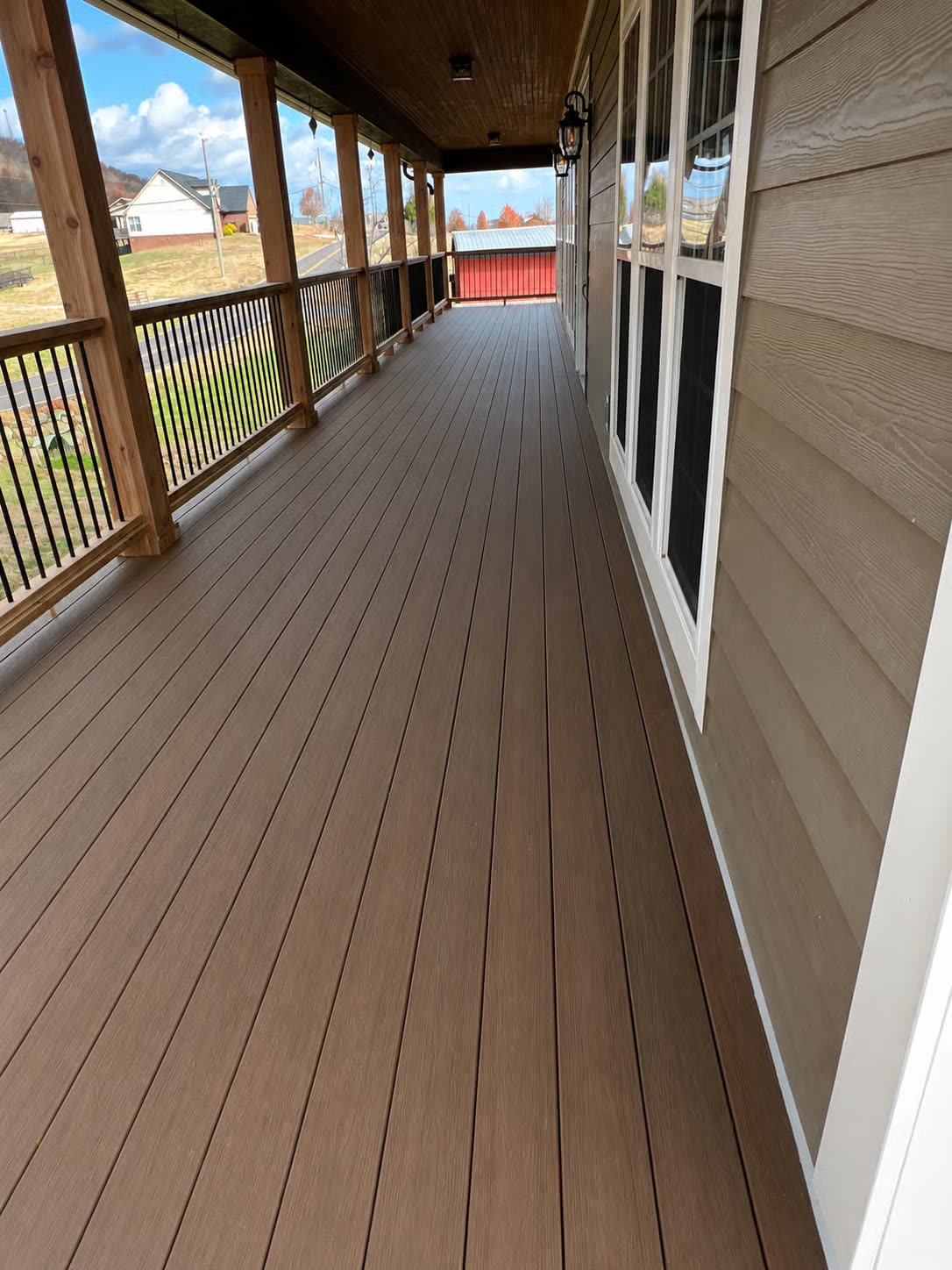 New deck framing under construction by Knoxville deck contractors