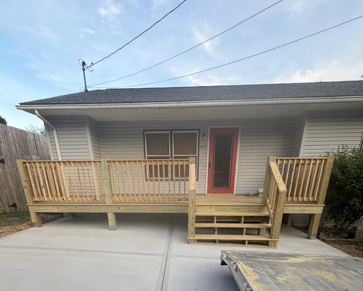 Pressure-treated deck build in progress in East Tennessee