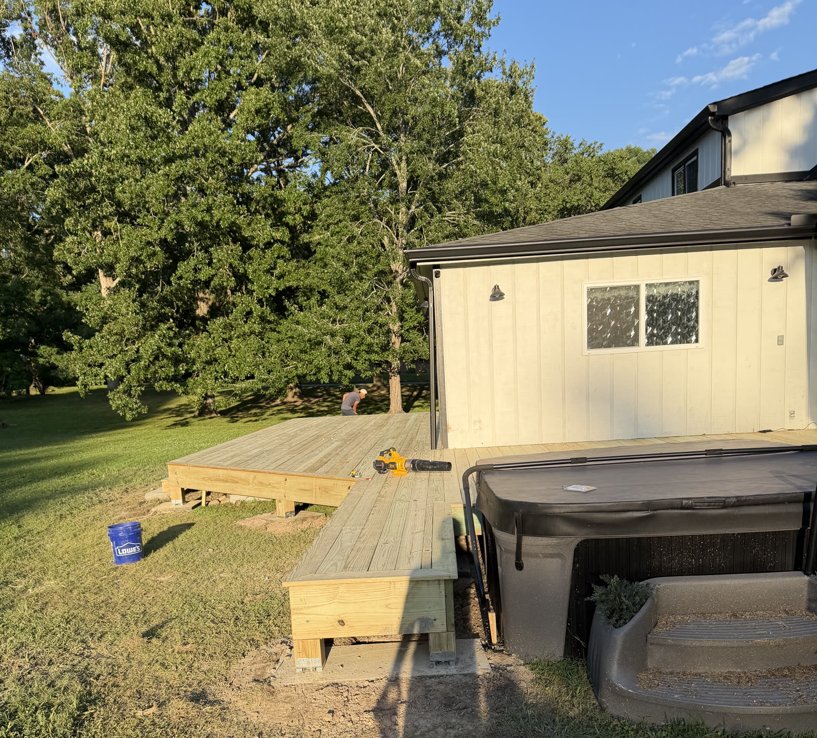 Wood deck with evening lighting built in Knoxville Tennessee